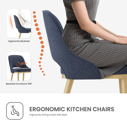 Dining Chairs Set of 6, Upholstered Dining Room Chairs with Chenille Fabric, Ergonomic Backrest, High Density Cushion & Rubber Wood Frame