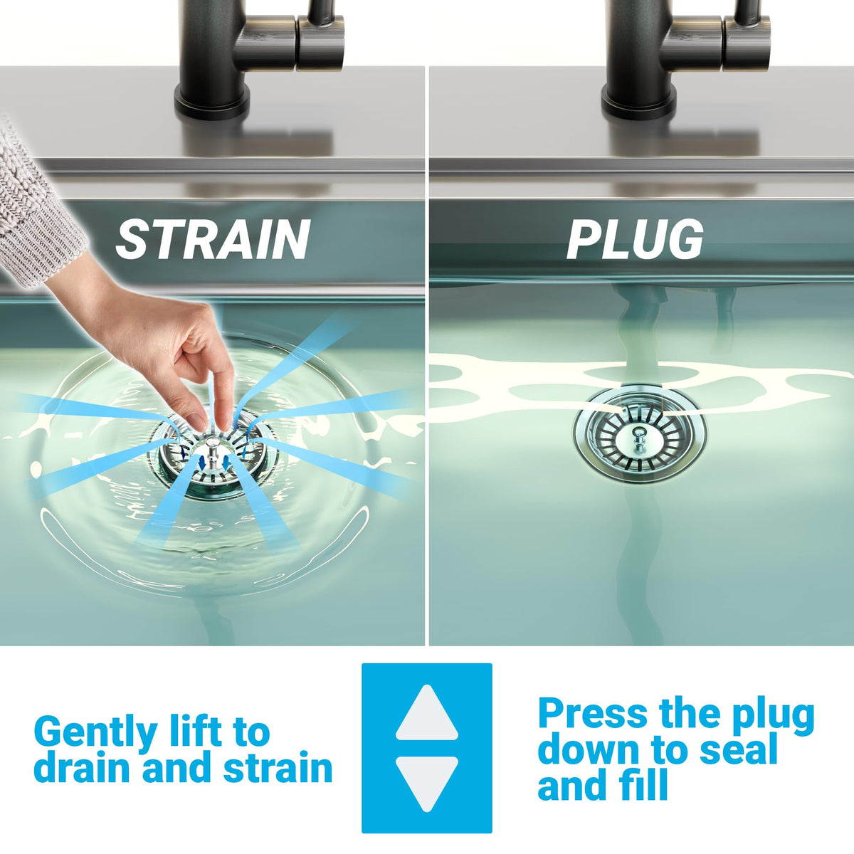 Minismus Kitchen Sink Plug Replacement - Stainless Steel Strainer, Stopper, Drainer, Filter to Catch Food Waste and Prevent Clogging