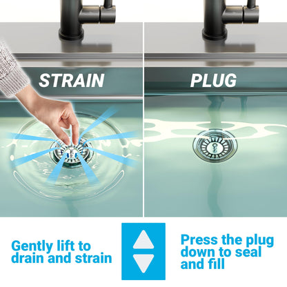Minismus Kitchen Sink Plug Replacement - Stainless Steel Strainer, Stopper, Drainer, Filter to Catch Food Waste and Prevent Clogging