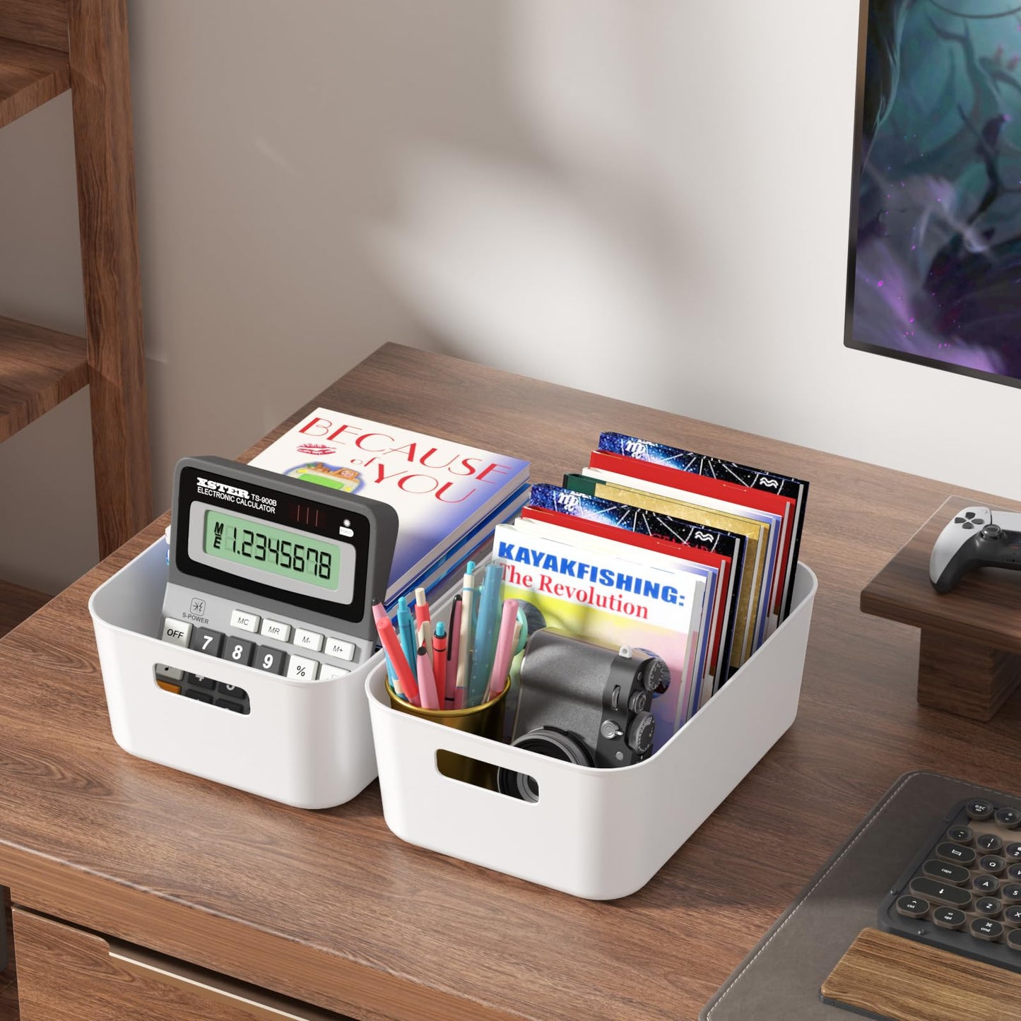 Asking 6-Pack Plastic Storage Baskets, Kitchen Cupboard Organiser Storage Box, White
