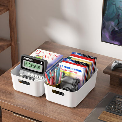 Asking 6-Pack Plastic Storage Baskets, Kitchen Cupboard Organiser Storage Box, White