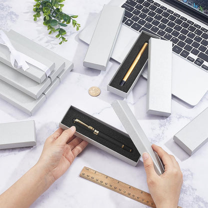 BENECREAT 16Pcs Empty Pen Gift Boxes, 18x5.1x2.4cm/7.1x2x1 Inch Cardboard Pen Cases with Sponge for Jewelry Collection Gift Packaging Office Supplies