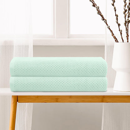 Uxcell Cotton Waffle Quick Dry Bath Towels 2 Pack for Bathroom Gym SPA