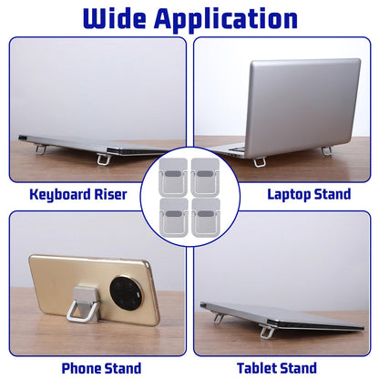 WJIAAA 4PCS Portable Keyboard Riser Self Adhesive Laptop Stand Black Mini Invisible Computer Feet for Desk Computer Keyboard Stand Laptop Holder with