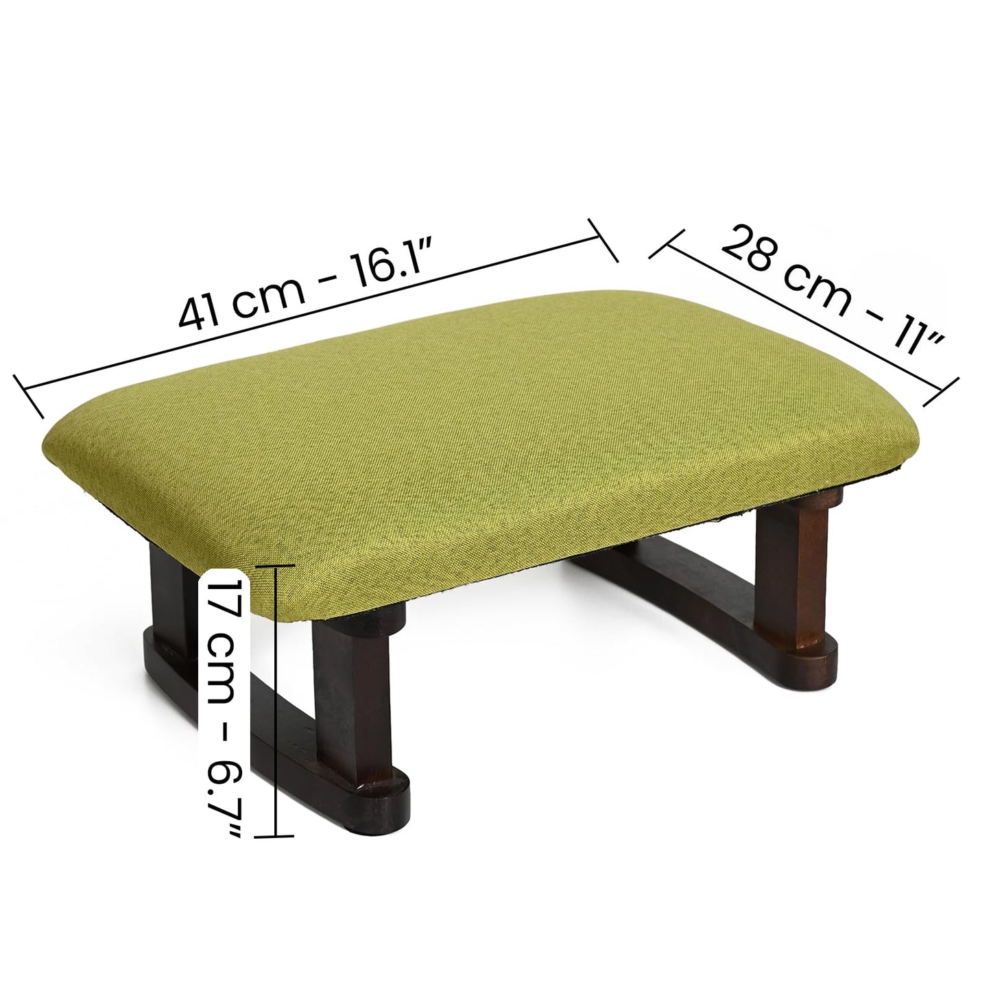 Small Footstool Office Under Desk Ottoman Padded Hassock 16.1"(41cm) x 6.7"(17cm) with Wooden Legs Modern Living Room Bedroom Work Nail Salon Compact