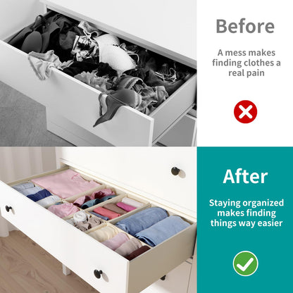 ORLISA 16 Pack Drawer Organiser Set for Hemnes Dressers, Fabric Drawer Dividers & Wardrobe Organisers for Clothes Storage, Underwear