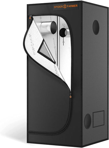 Spider Farmer 70x70x160CM No Light Leak High Reflective 1680D 2.3x2.3ft Grow Tent 27"x27"x63" Mylar Hydroponic Indoor Grow Tents Hydro Box Waterproof