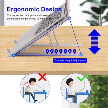 YIKUROOS Laptop Stand, Laptop Stand for Desk, Adjustable Ergonomic Portable Aluminum Laptop Stand, 7 Angle Anti-Slip Computer Stand