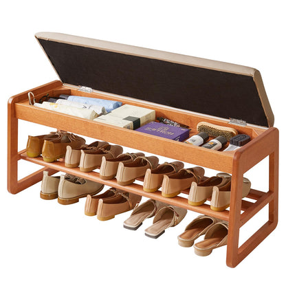 Aibiju Shoe Bench with Cushion, Storage Bench with Padded Seat, 39.37in Shoe Rack with Cushion for Entryway, Living Room, Hallway, Bedroom