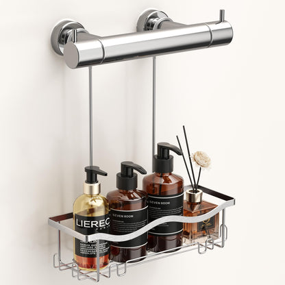 ALOCEO Shower Caddy Hanging No Drilling, Silver Shower Shelf, Shower Storage 304 Stainless Steel Suitable for Use in the Bathroom