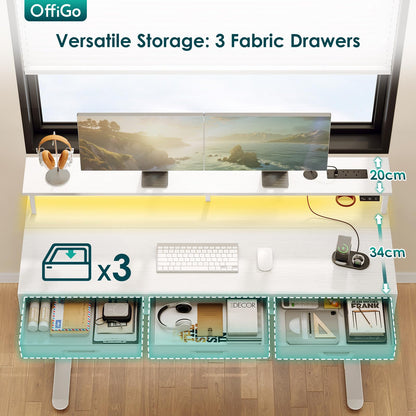 OffiGo Standing Desk with 3 Storage Drawers, 120cm Height Adjustable Desk