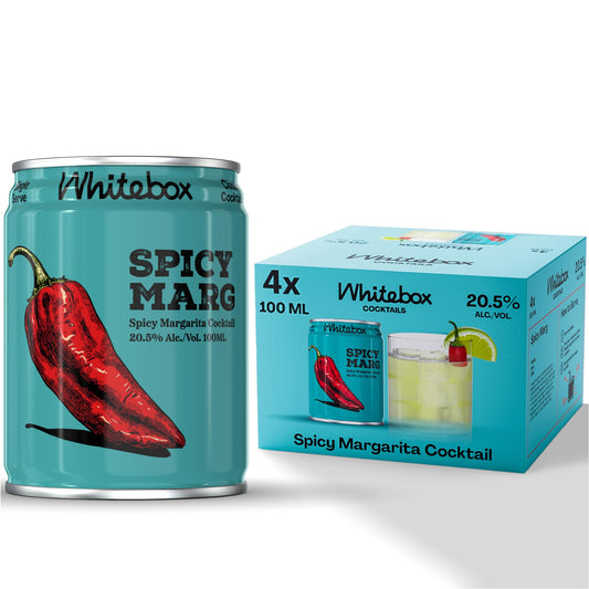 WHITEBOX COCKTAILS Single Serve Classic Spicy Margarita ? Case Of 4 Cocktail Can | Classic Full Strength Margarita | Pre-mixed Cocktails Ready To