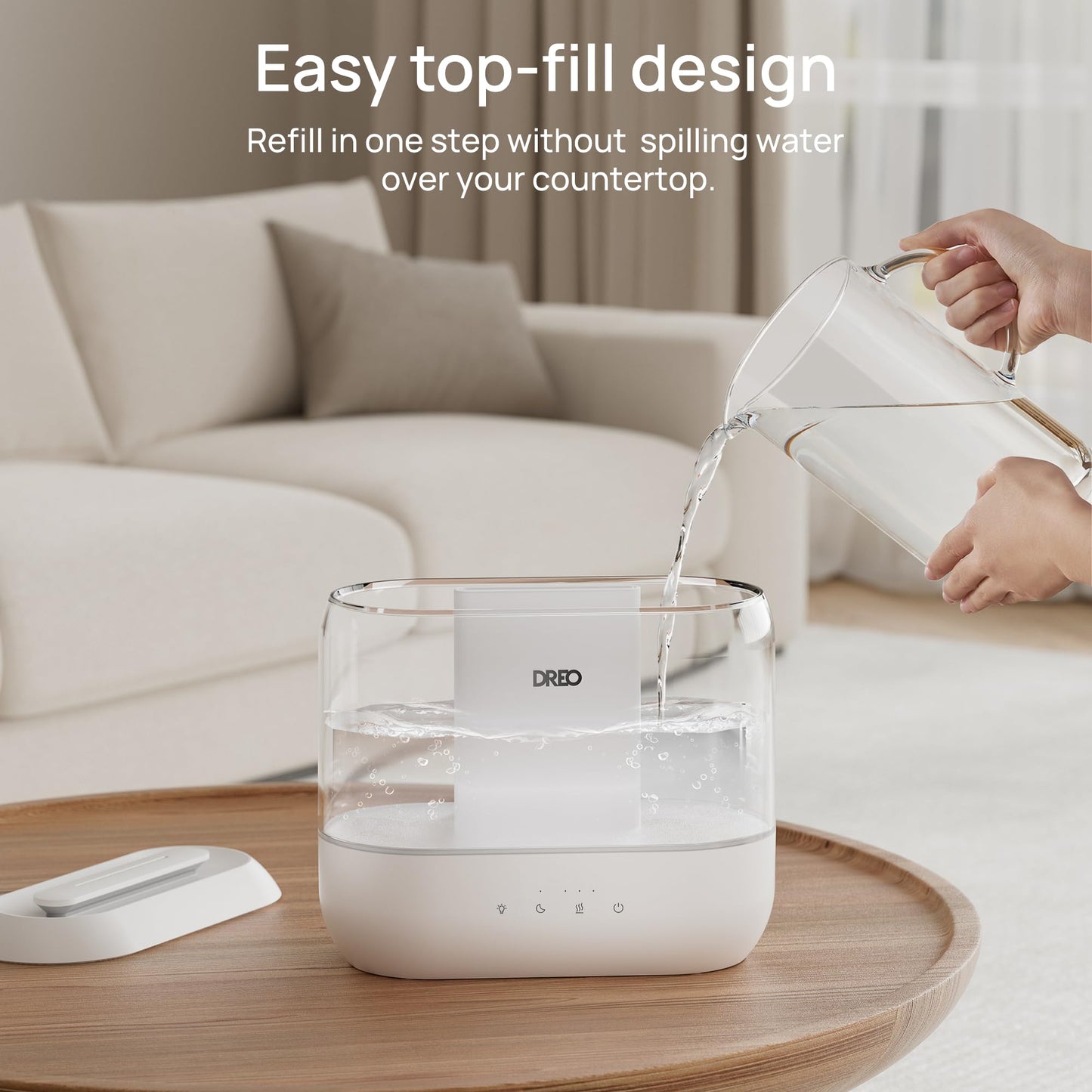 Dreo Humidifier for Bedroom, 4L Cool Mist Humidifiers for Home, 32H Runtime,Essential Oil Diffuser,28dB Quiet Humidifier for room, Night Light, Rapid