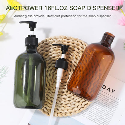 Soap Dispenser with Pump, 2 Pack Empty Refillable Pump Bottle Dispensers 500ml Bathroom Liquid Hand Dish Soap Dispenser Bottles Containers Plastic