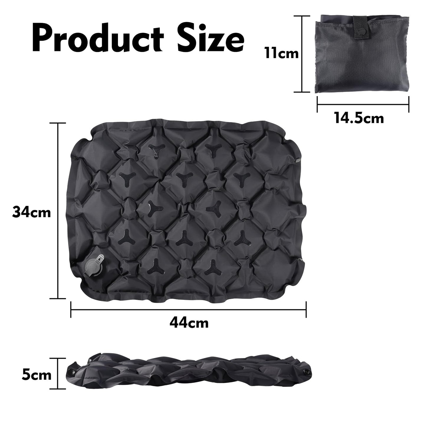 KINGTLE Inflatable Seat Cushion, Travel Air Pad with Bag, Camping Mat