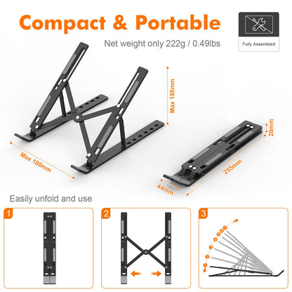 GRIFEMA Laptop Stand for Desk, Aluminum Laptop Riser 7-Angle Adjustable