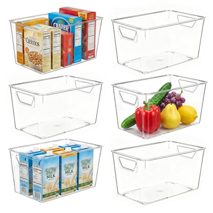 zxevg Clear Acrylic Storage Boxes 6-Pack with Handle