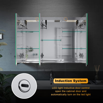 ELEGANT Large Bathroom Cabinets Wall Mounted with Bluetooth and Shaver Socket Stainless Steel Illuminated Bathroom Wall Cabinets Dimmer