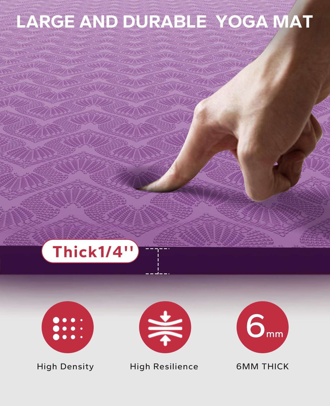 HAPBEAR Large Yoga Mat for Women- 183cm?116cm?6mm, TPE Non-Slip, Durable, Eco-Friendly, Extra Large Thick Wide Exercise Mat for