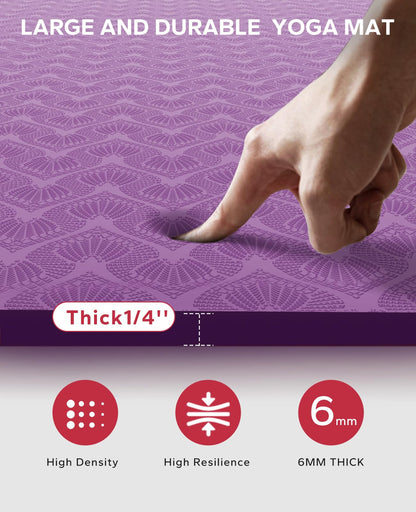 HAPBEAR Large Yoga Mat for Women- 183cm?116cm?6mm, TPE Non-Slip, Durable, Eco-Friendly, Extra Large Thick Wide Exercise Mat for