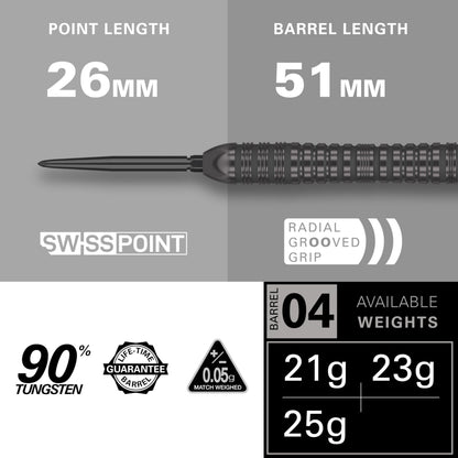Target Darts Bolide Void 90% Tungsten Dart Set, Steel Tip Swiss Point Darts | Barrel 04, 25G | Professional Darts Sets, Black Darts, Swiss Point Tool