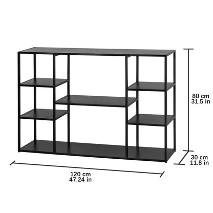 HDANI 120cm Long Sofa Console Table,Narrow Modern Entryway Table Behind Couch with Storage Shelves,4 tier Shelf Bookshelf for Living