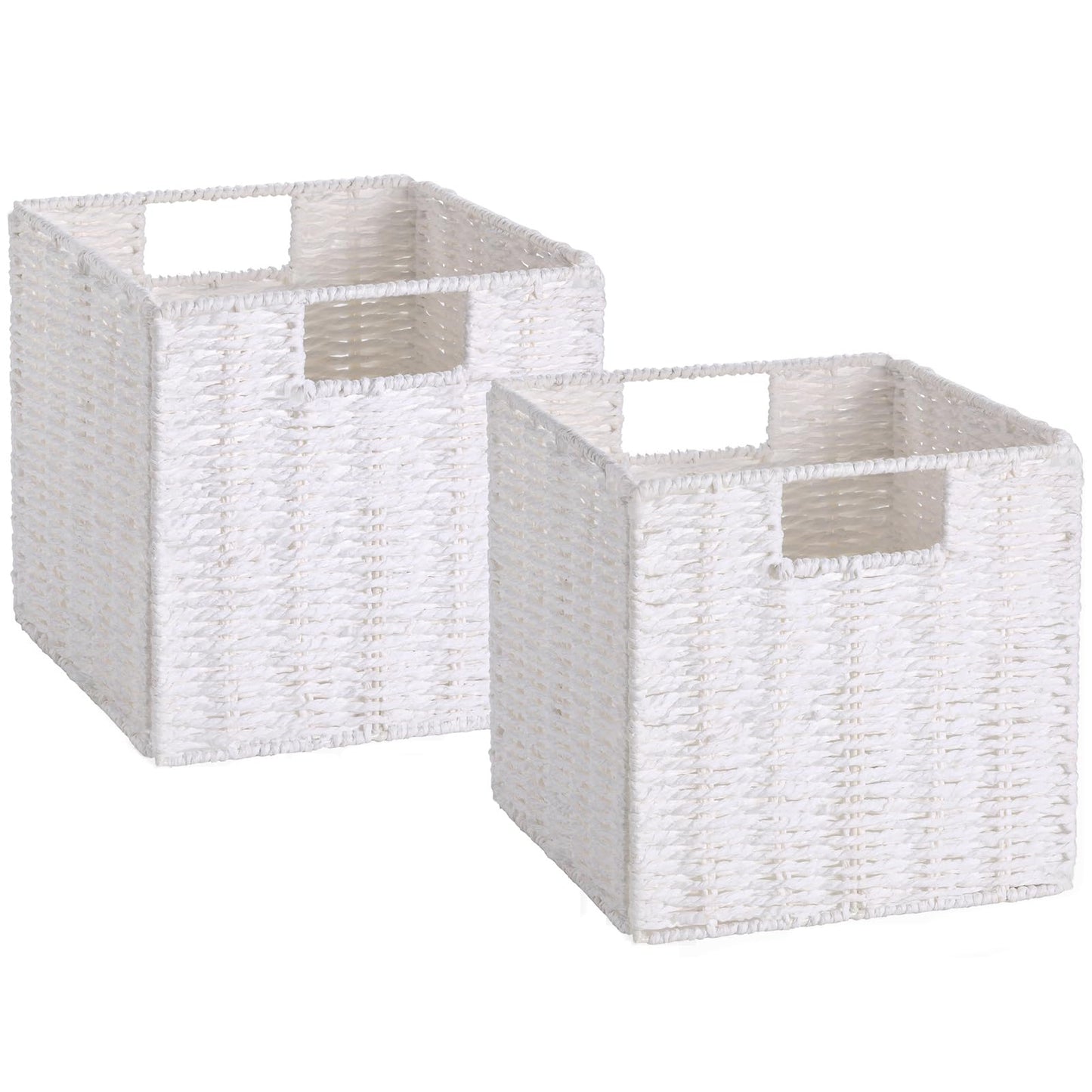 Vagusicc Storage Cubes, Collapsible Storage Boxes, Woven Storage Basket 23x23cm, Small Storage Baskets with Handles, Cube Storage Bins for Bedroom