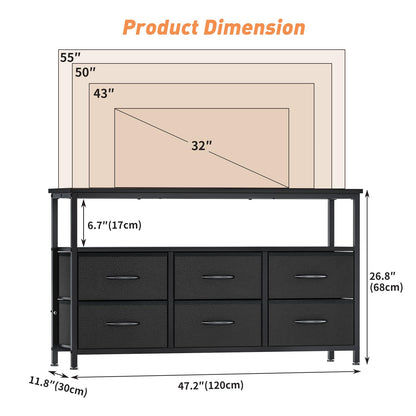 TV Stand Cabinet for TVs up to 55 inches,Console Table with 6 Drawers