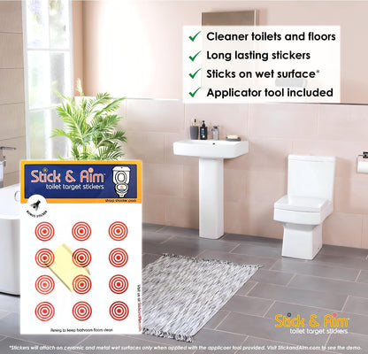 Bullseye Toilet Target Pack (13 Targets) with Applicator Smoothing Tool for Easy Installation in Toilets & Urinals