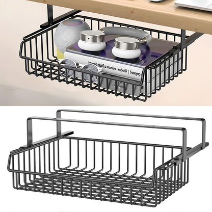 Gemsaya Under Desk Drawer Organiser, Self-Adhesive Hidden Pull Out Shelf Storage Drawer Box
