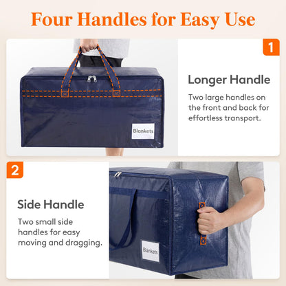 Lifewit 4 Pack Large Moving Bags with Lids and Sturdy Handles, Dark Blue