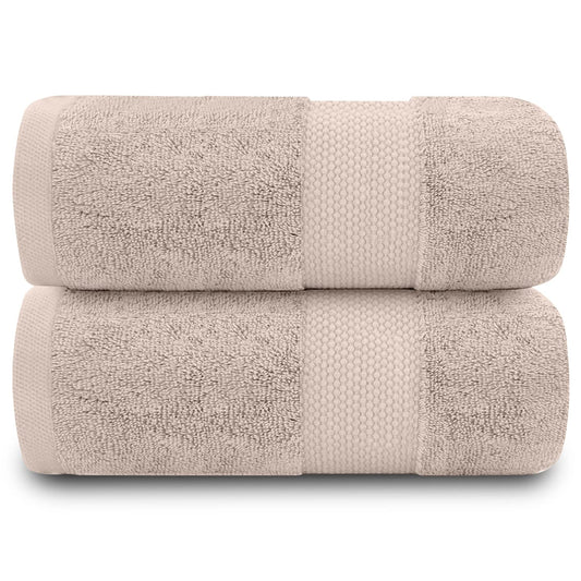 GC GAVENO CAVAILIA Fade Resistant Bathroom Towels Set, 700 GSM Premium Quality Extra Absorbent 100% Cotton Bath Towel, Mocha, 2PK Bath Sheet