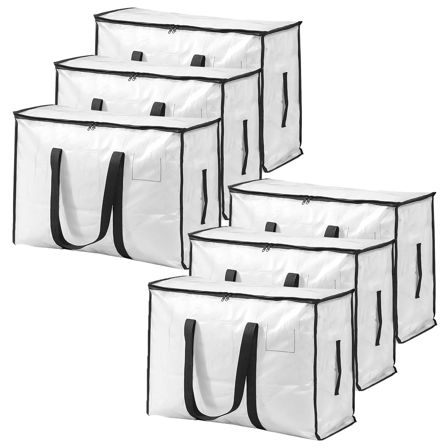DDUP 95L Heavy Duty Storage Bags with Lids | Waterproof Moving Totes & Clear Window | Space-Saving Containers for Home, Moving, Travel (6 Pack)