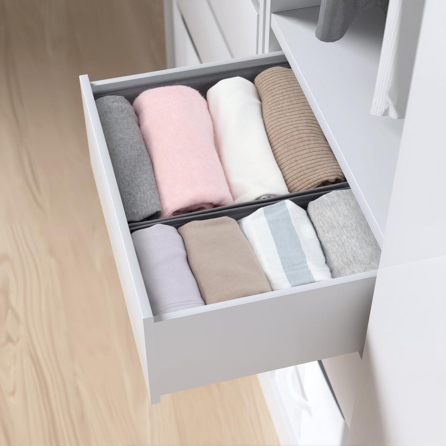LAJIAKE Set of 2 Drawer Organisers Clothes for PAX Cupboard 50 x 35 cm, Grey