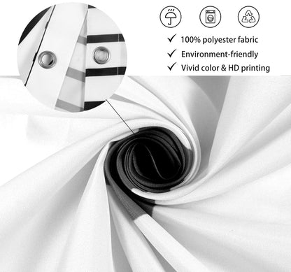 GKLEASG White and Black Shower Curtain, Boho Minimalist Mid Century Modern Arch Geometric Machine Washable Waterproof Fabric for Bathroom Bathtub