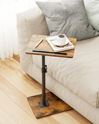 Apetaccat Side Table, C-Shaped Adjustable Sofa Table, 360°Swivel Coffee Tables,40x30x(45-83) cm,Small End Tables Bedside for Living Room
