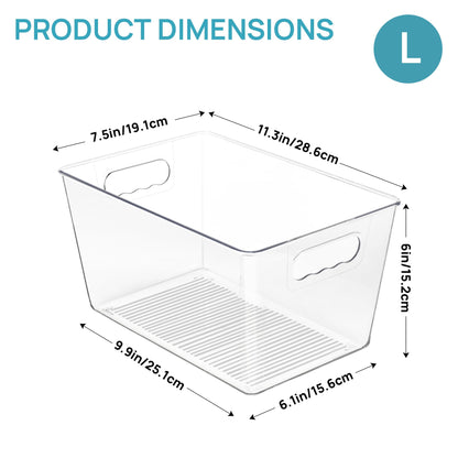 Vtopmart Fridge Organisers Plastic, Clear Kitchen Storage Boxes 6 Pack