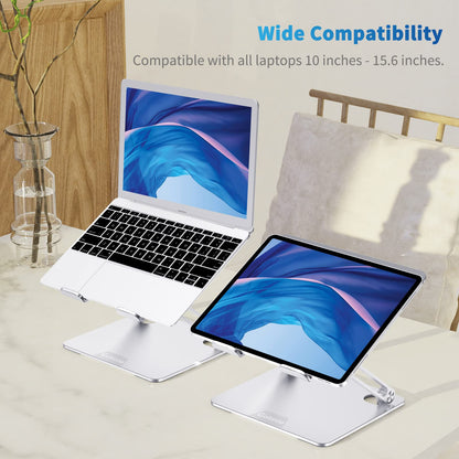 GOKEDA Laptop Stand, Ergonomic Aluminium Alloy Computer Stand for desk, Multi-Angle Adjustable Laptop Riser with Heat-Vent Compatible for Macbook