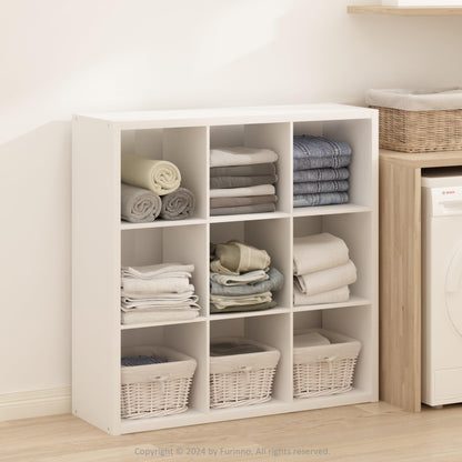 Furinno SIMPLE Cube Storage Organizer, 9-Cube Display Shelf, Open Back Shelving Unit, Storage Shelves, Extra Thick Frame