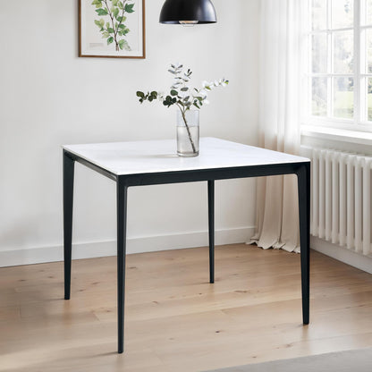 Julian Bowen Miami Square Dining Table, White Marble Effect - H74 x W80cm