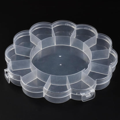 EVERMARKET 13 Grids Clear Plastic Bead Storage Containers，Floral Pattern Flip Top Jewelry Boxes Organizers for Jewelry Making and Crafts，Beads Rings