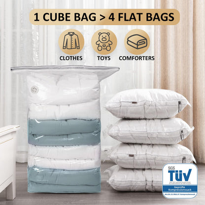 TAILI Extra Large Vacuum Storage Bags Cube, 6 Jumbo(80x100x38 CM), Clear