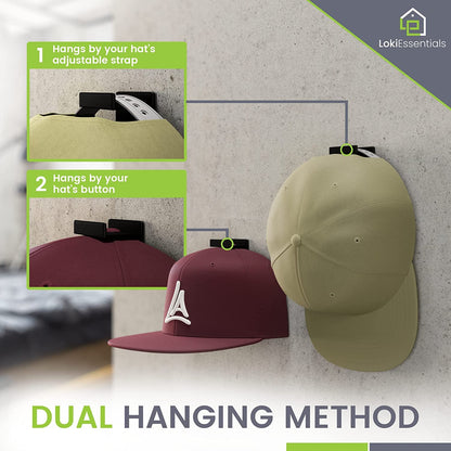 Baoswi Adhesive Hat Rack Display Hooks for Wall & Door (12 Pack) Baseball Cap Holder, Closet & Storage Organiser