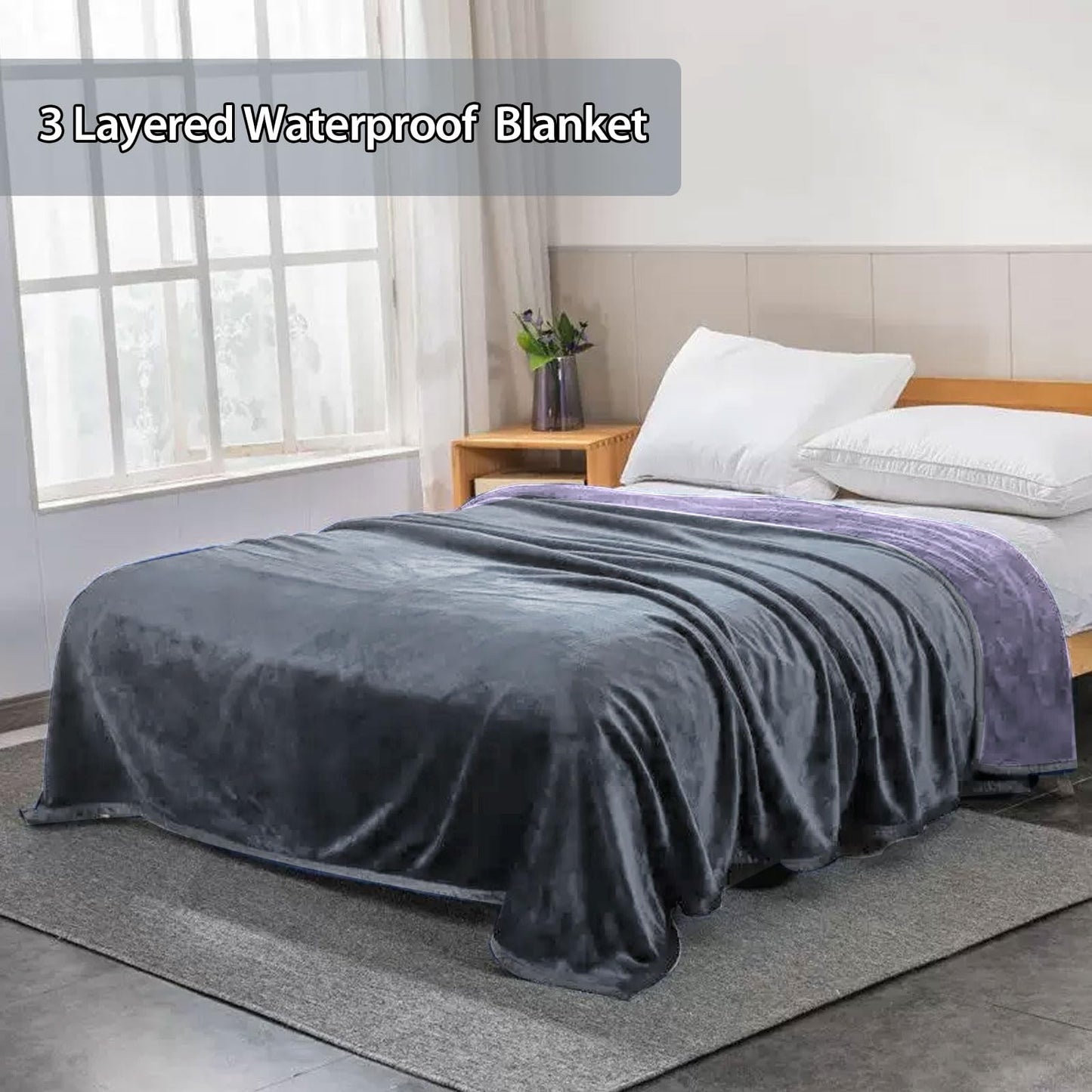 YISURE Waterproof Reversible Blanket Bed Cover 80''x60'' for Adults, Leakproof Protector Cover to Protect Bed Mattress, Sofa, Couch from Pee & Spills