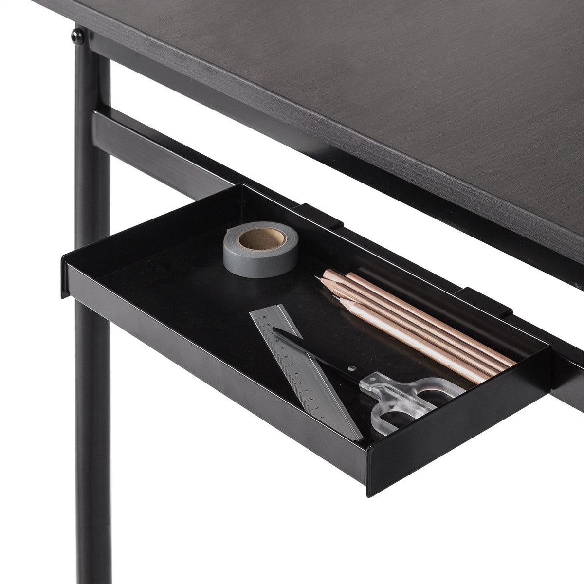 ZINUS Tresa 140 x 75 cm Black Metal Desk with Storage and Monitor Stand | Workstation with Espresso Finish | Computer Desk | Easy Assembly