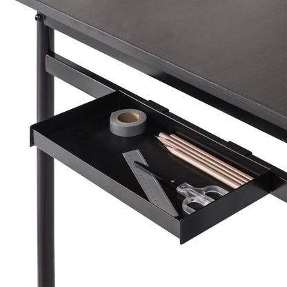 ZINUS Tresa 140 x 75 cm Black Metal Desk with Storage and Monitor Stand | Workstation with Espresso Finish | Computer Desk | Easy Assembly