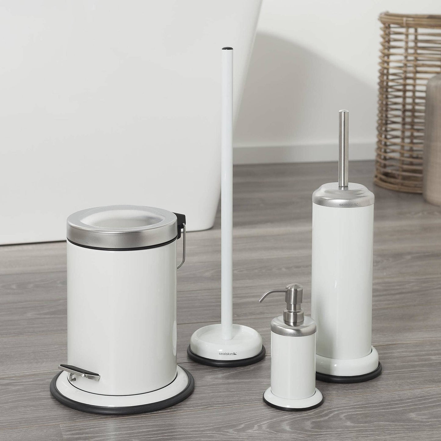 Sealskin Acero Pedal Bin, Stainless Steel, White, 22.4 x 23 x 28.5 cm