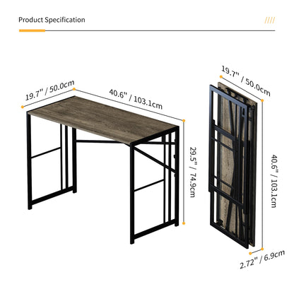 Lutown-Teen 103 cm Folding Desk No Assembly Required, Black Oak