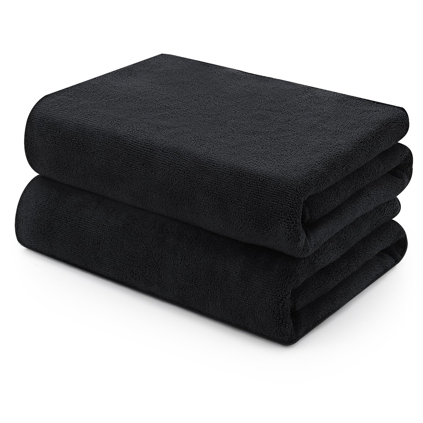 saerryor 2 Pack Black Salon Towel, Microfibre Hair Salon Towels 50x100cm