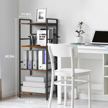CADUKE 4 Tier Bookshelf with Storage, Brown Open Etagere Bookcase